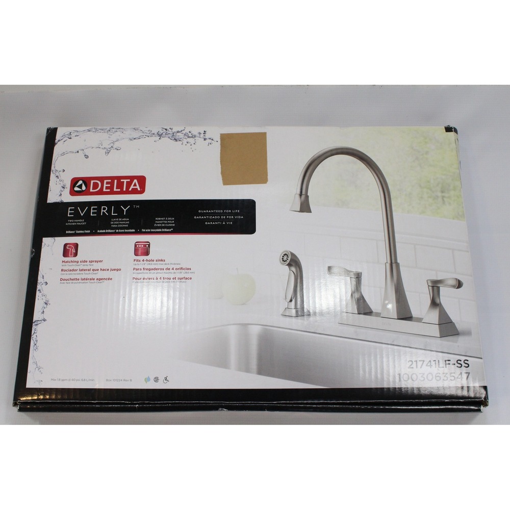 Delta Everly Two Handle Kitchen Faucet Brilliance Stainless 21741LF-SS Sprayer